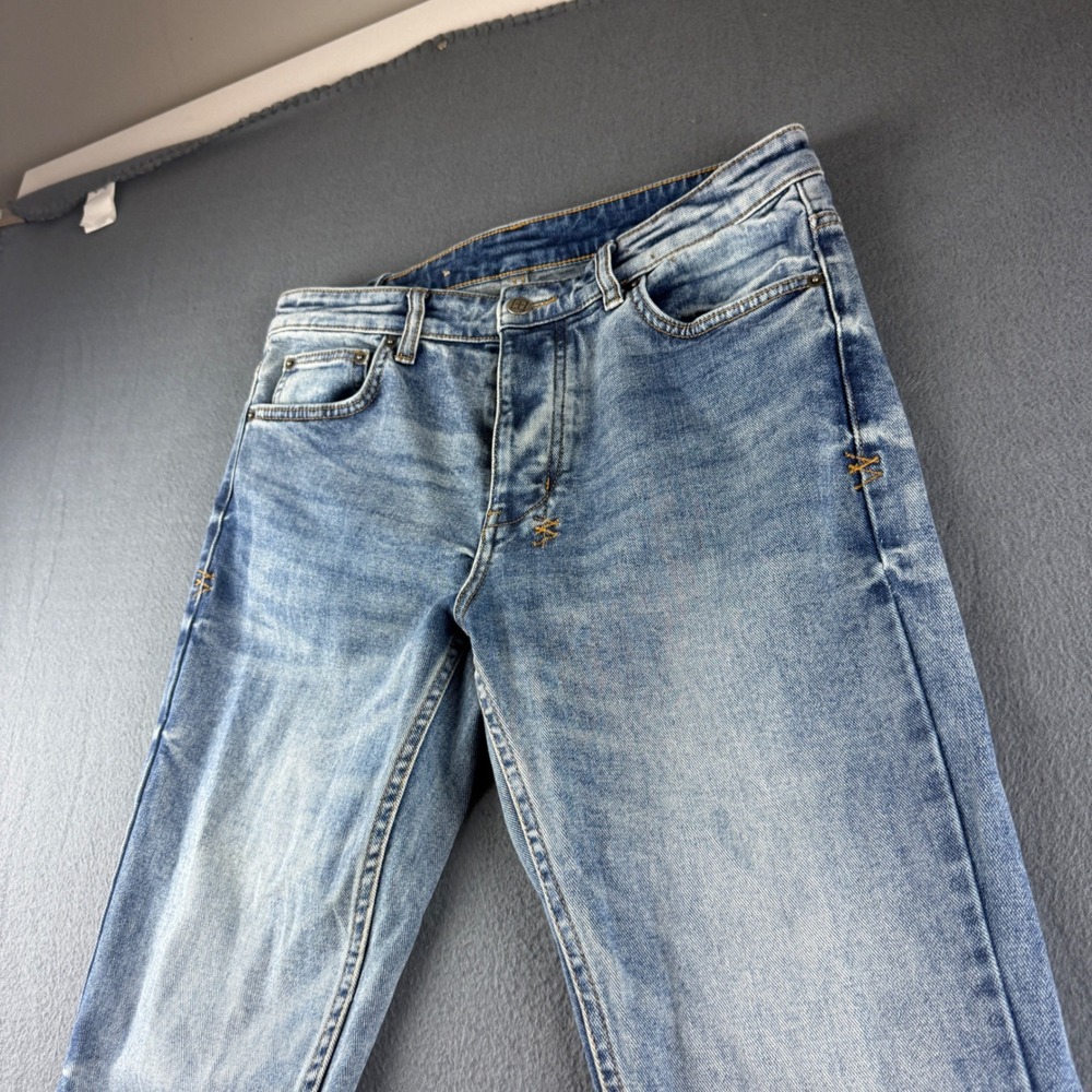 Ksubi Jeans Men's 32x32 Blue Dynamite Slim Fit Button Fly Distressed Denim Light
